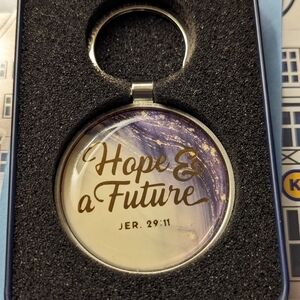 Key Chain Scripture Jeremiah 29:11 IOB, metal box, Hope Future engraved